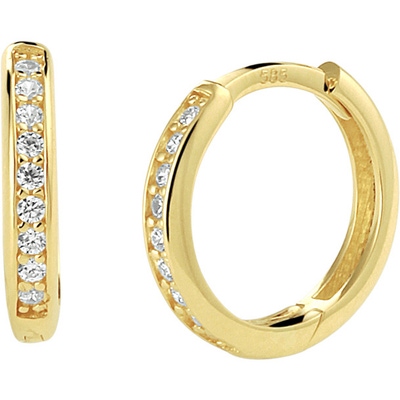 klapoorringen zirkonia 14K geelgoud
