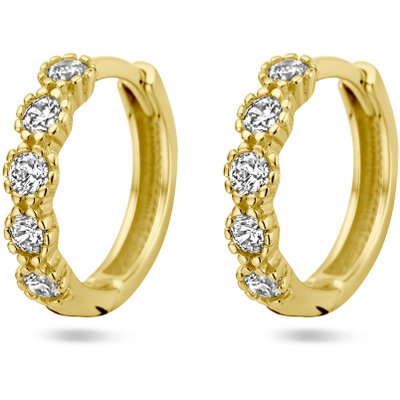 klapoorringen zirkonia 14K geelgoud