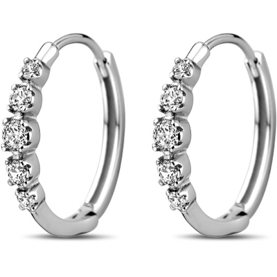 klapoorringen zirkonia 185 mm zilver gerhodineerd