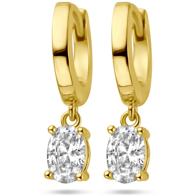 klapoorringen zirkonia 1 micron zilver verguld geel