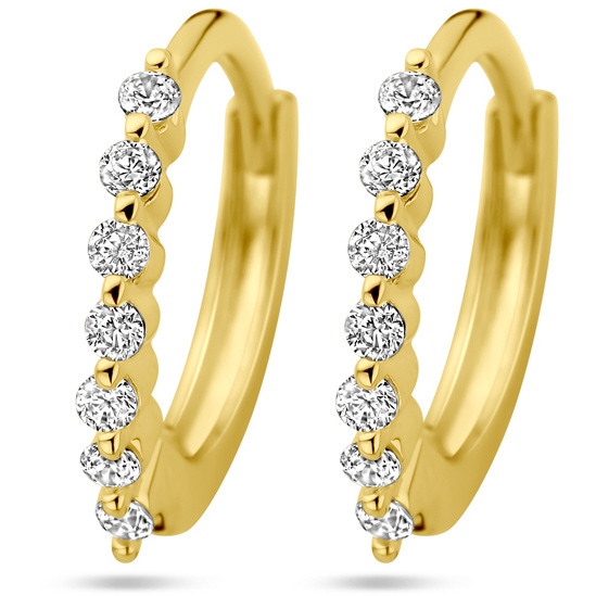 klapoorringen zirkonia 1 micron zilver verguld geel