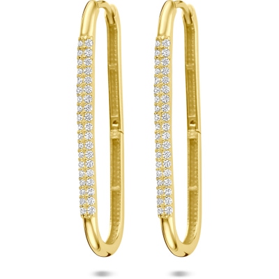 klapoorringen zirkonia 34 mm 14K geelgoud
