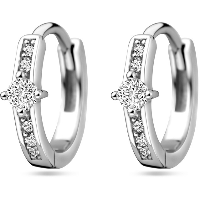klapoorringen zirkonia zilver gerhodineerd