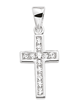hanger kruis zirkonia zilver gerhodineerd