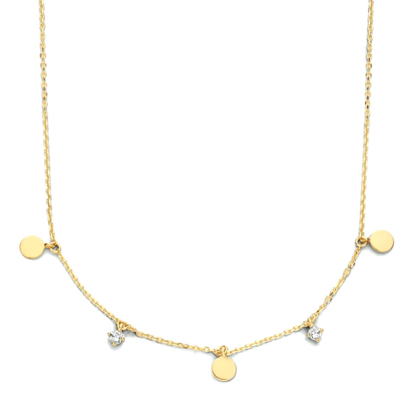 Treasure Collection 882802 14k gouden collier met rondjes en zirkonia - sluiting