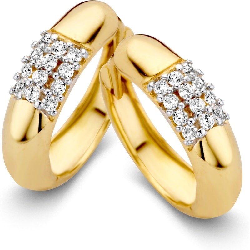 Excellent Jewelry OB126385 14 karaat gouden klapcreolen met zirkonia 12 mm