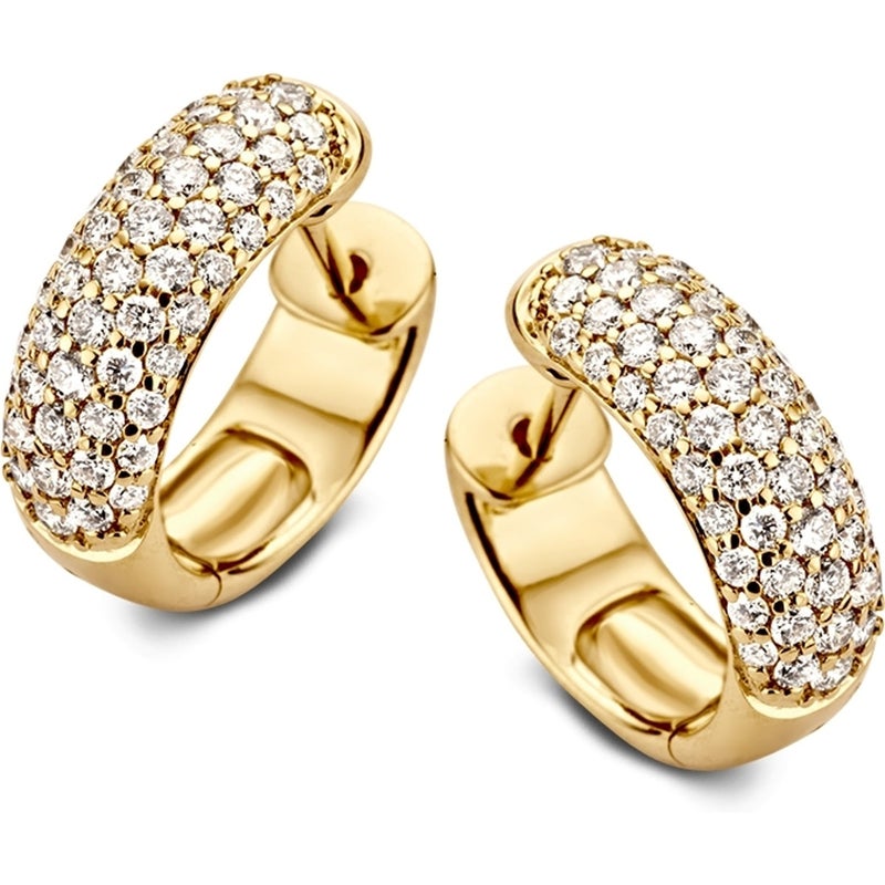 Excellent Jewelry OG117210 14k gouden klapcreolen 12 mm met 0,96 ct diamant