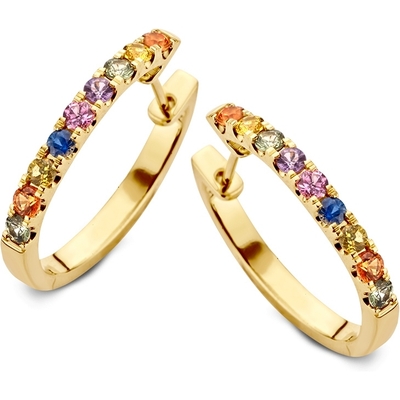 OG137232 14k gouden klapcreolen met saffier 16 mm