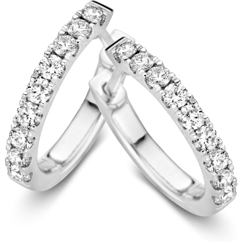 Excellent Jewelry OG216195 14 karaat witgouden klapcreolen met 0,54 ct diamant