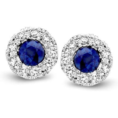 OG415589 14 karaat bicolor gouden oorknopjes met saffier en 011 ct diamant