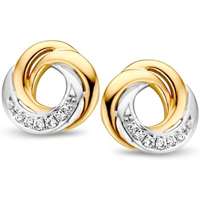 OG416456 14 karaat bicolor gouden oorknopjes met 006 ct diamant