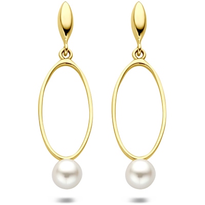oorhanger parel 37 mm 14K geelgoud