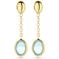 oorhangers blauw topaas 26 mm 14K geelgoud