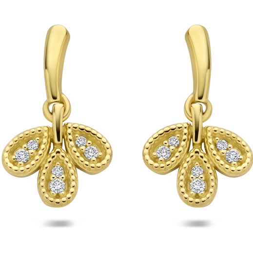 oorhangers diamant 006ct 2x 003ct h si 15 mm 14K geelgoud