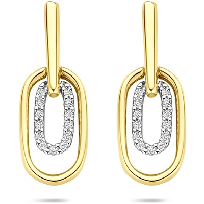 oorhangers diamant 008ct 2x 004ct h si 20 mm 14K bicolor goud geelwit