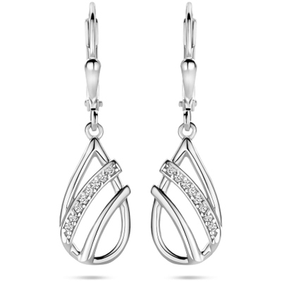 oorhangers druppel zirkonia brisur haak 33 mm zilver gerhodineerd