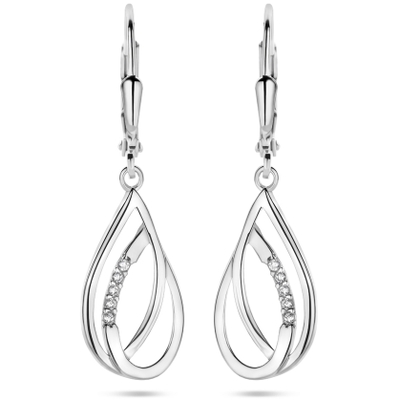 Oorhangers druppel zirkonia brisur haak 34 mm zilver gerhodineerd
