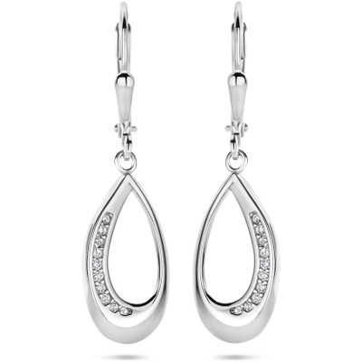 oorhangers druppel zirkonia brisur haak 34 mm zilver gerhodineerd