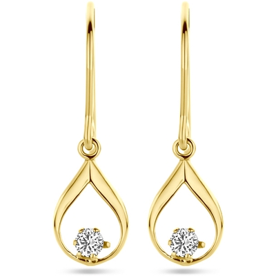 oorhangers franse haak zirkonia 23 mm 14K geelgoud