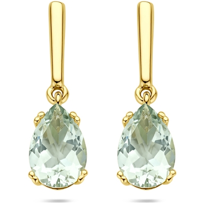 oorhangers groen amethist 20 mm 14K geelgoud