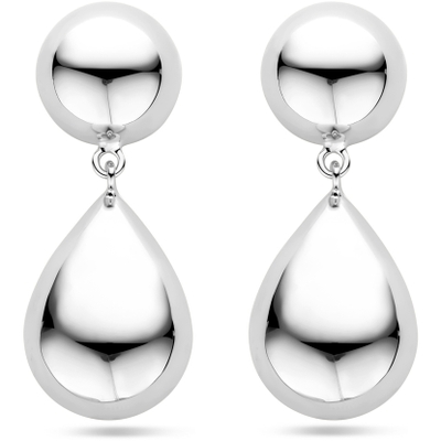 oorhangers half bol en druppel 40 mm zilver gerhodineerd