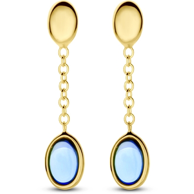 oorhangers london blue topaas 26 mm 14K geelgoud