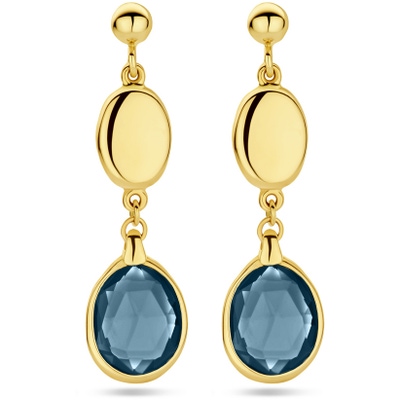 oorhangers london blue topaas 36 mm 14K geelgoud