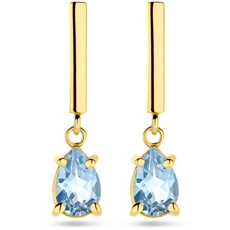 oorhangers sky blue topaas 19 mm 14K geelgoud