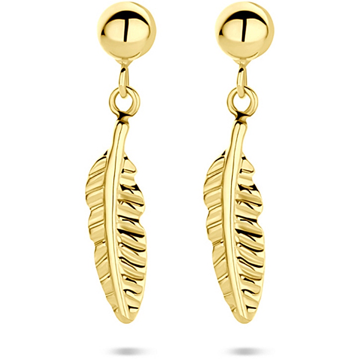 oorhangers veer 17 mm 14K geelgoud