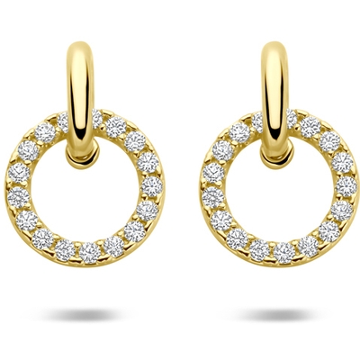 oorhangers zirkonia 11 mm 14K geelgoud