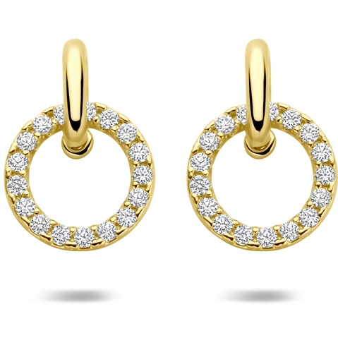 oorhangers zirkonia 11 mm 14K geelgoud