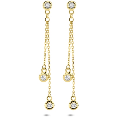 oorhangers zirkonia 35 mm 14K geelgoud