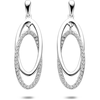 oorhangers zirkonia 35 mm zilver gerhodineerd