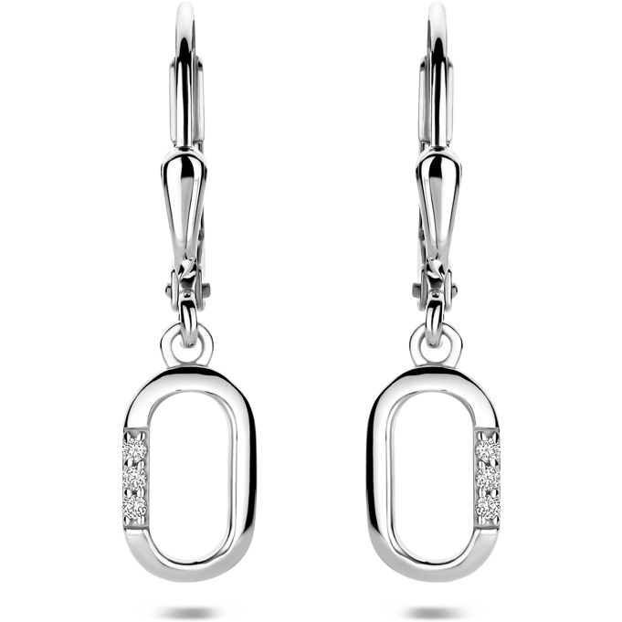 oorhangers zirkonia brisur haak 25 mm zilver gerhodineerd