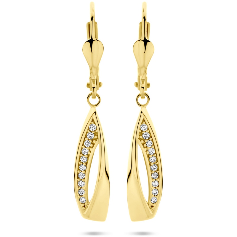 oorhangers zirkonia brisur haak 33 mm 14K geelgoud