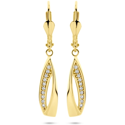 oorhangers zirkonia brisur haak 33 mm 14K geelgoud