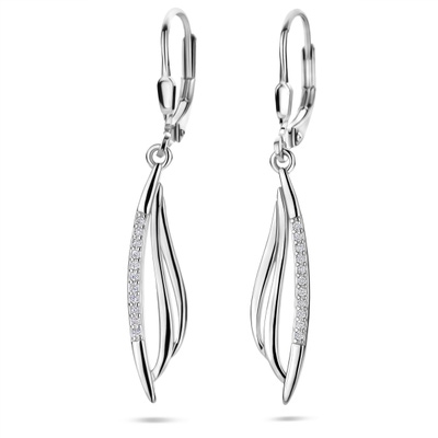 oorhangers zirkonia brisur haak 41 mm zilver gerhodineerd