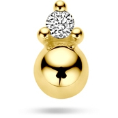oorknop bol diamant 001ct h p1 per stuk 14K geelgoud