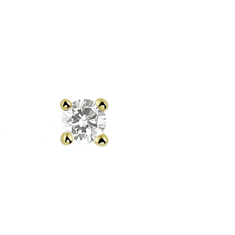 oorknop diamant 005ct h si per stuk 14K geelgoud