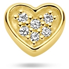 oorknop hartje diamant 001ct h si per stuk 14K geelgoud