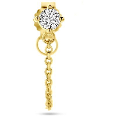 oorknop zirkonia per stuk 14K geelgoud