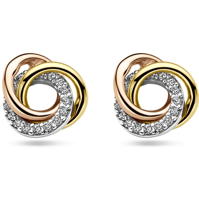 oorknoppen 9 mm 14K tricolor goud