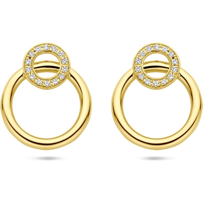 oorknoppen diamant 011ct 2x 0055ct h si 16 mm 14K geelgoud