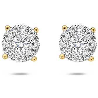 oorknoppen diamant 025ct 2x 0125ct h si 5 mm 14K bicolor goud geelwit
