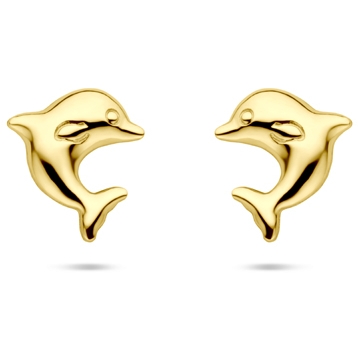 oorknoppen dolfijn 7 mm 14K geelgoud