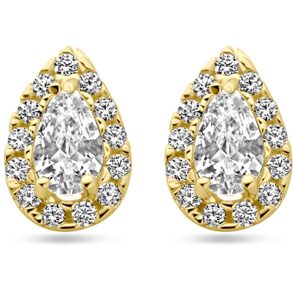 oorknoppen druppel en zirkonia 85 mm 14K geelgoud