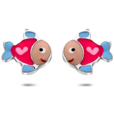 oorknoppen emaille visje 75 mm zilver gerhodineerd