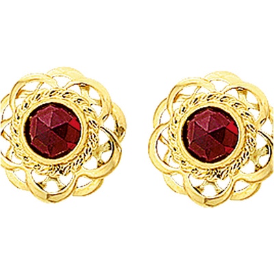 oorknoppen granaat 14K geelgoud