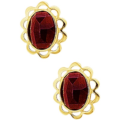 oorknoppen granaat 14K geelgoud