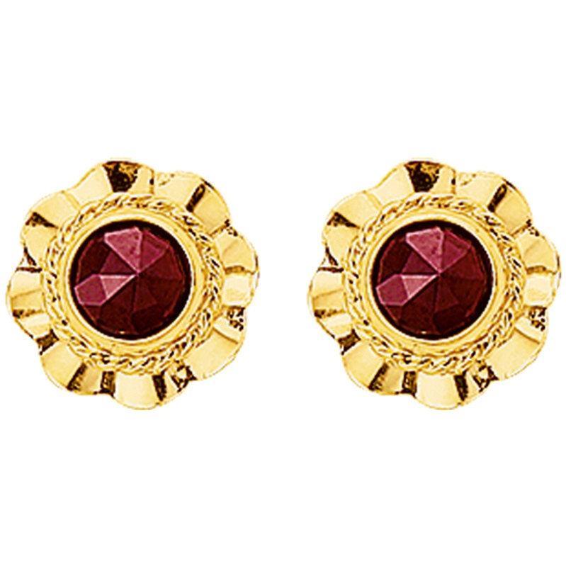 oorknoppen granaat 14K geelgoud